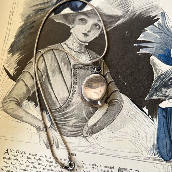 Vintage Sterling Silver Pendant Necklace w/ Rope Chain - Picture 4 of 4